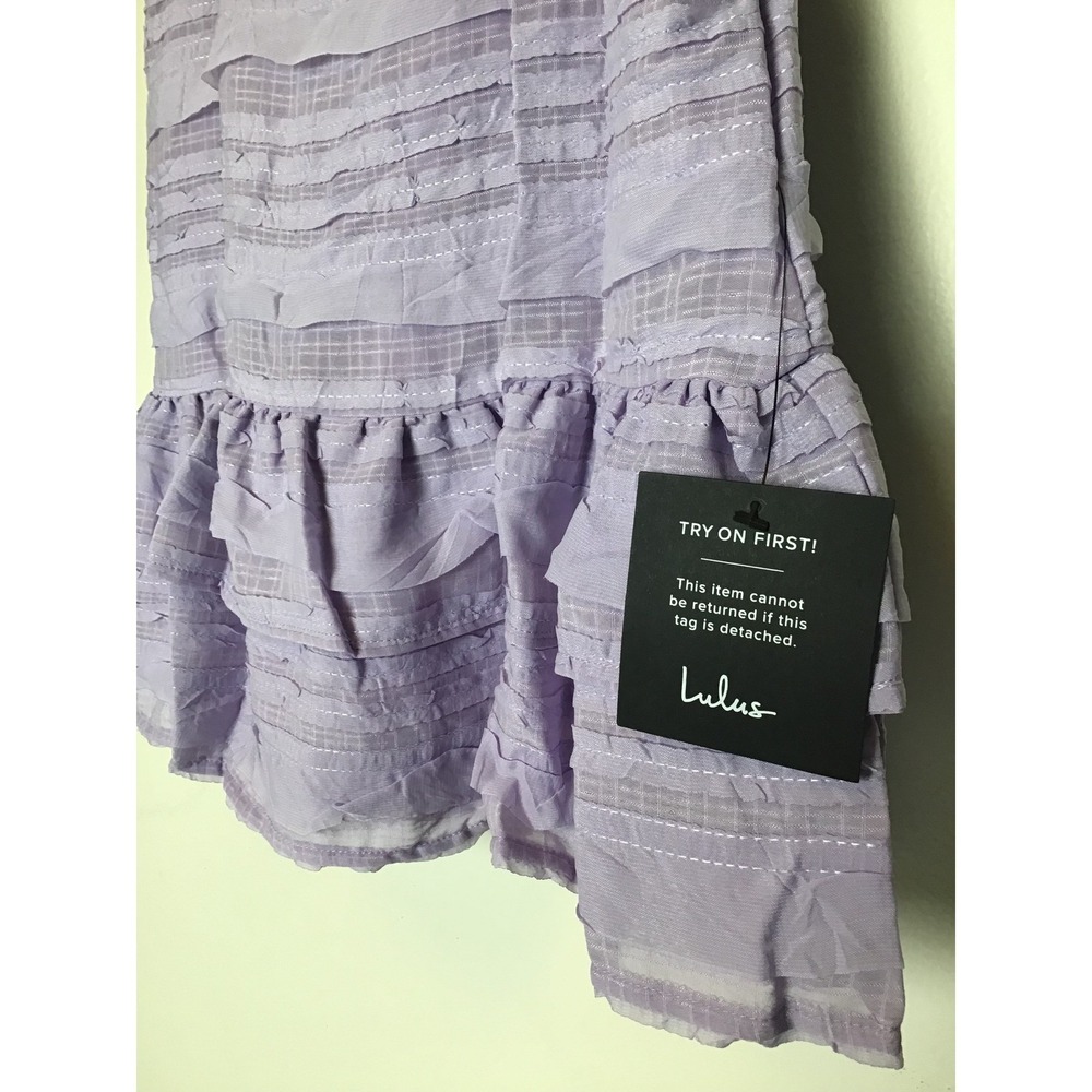Lulus Women's Emele Lavender Textured Tiered Square Neck‎ Mini Dress NWT Size S - Picture 5 of 8